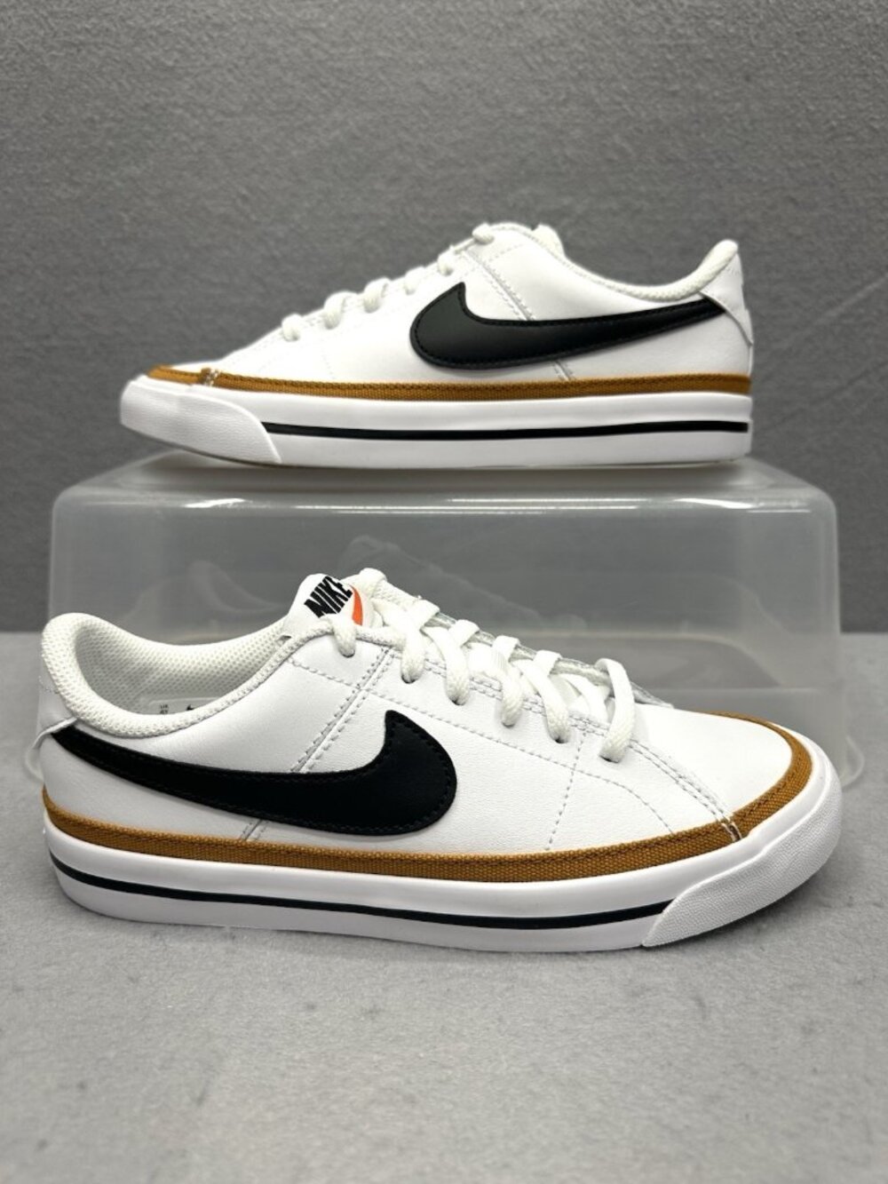Nike Court Legacy GS Youth 4Y White Black Gum Canvas Sneakers DA5380-102 Retro